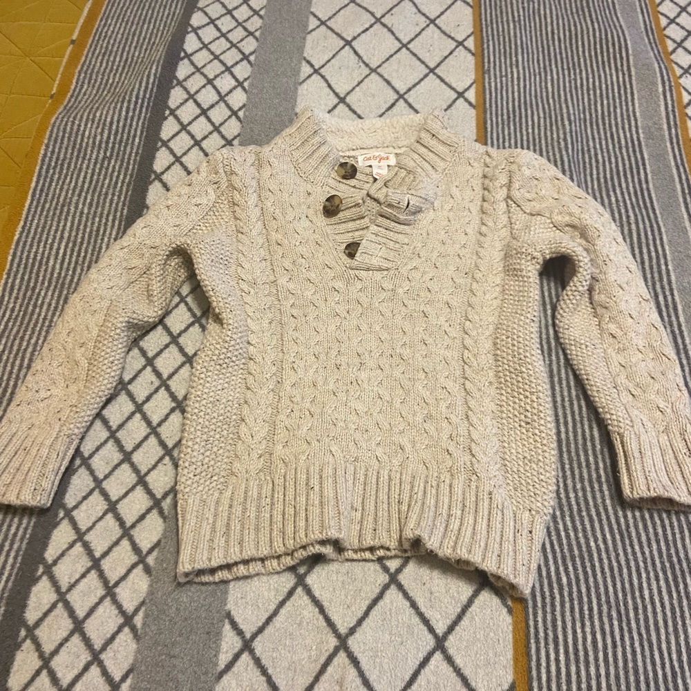 Cat & Jack Cream Cable Sweater
